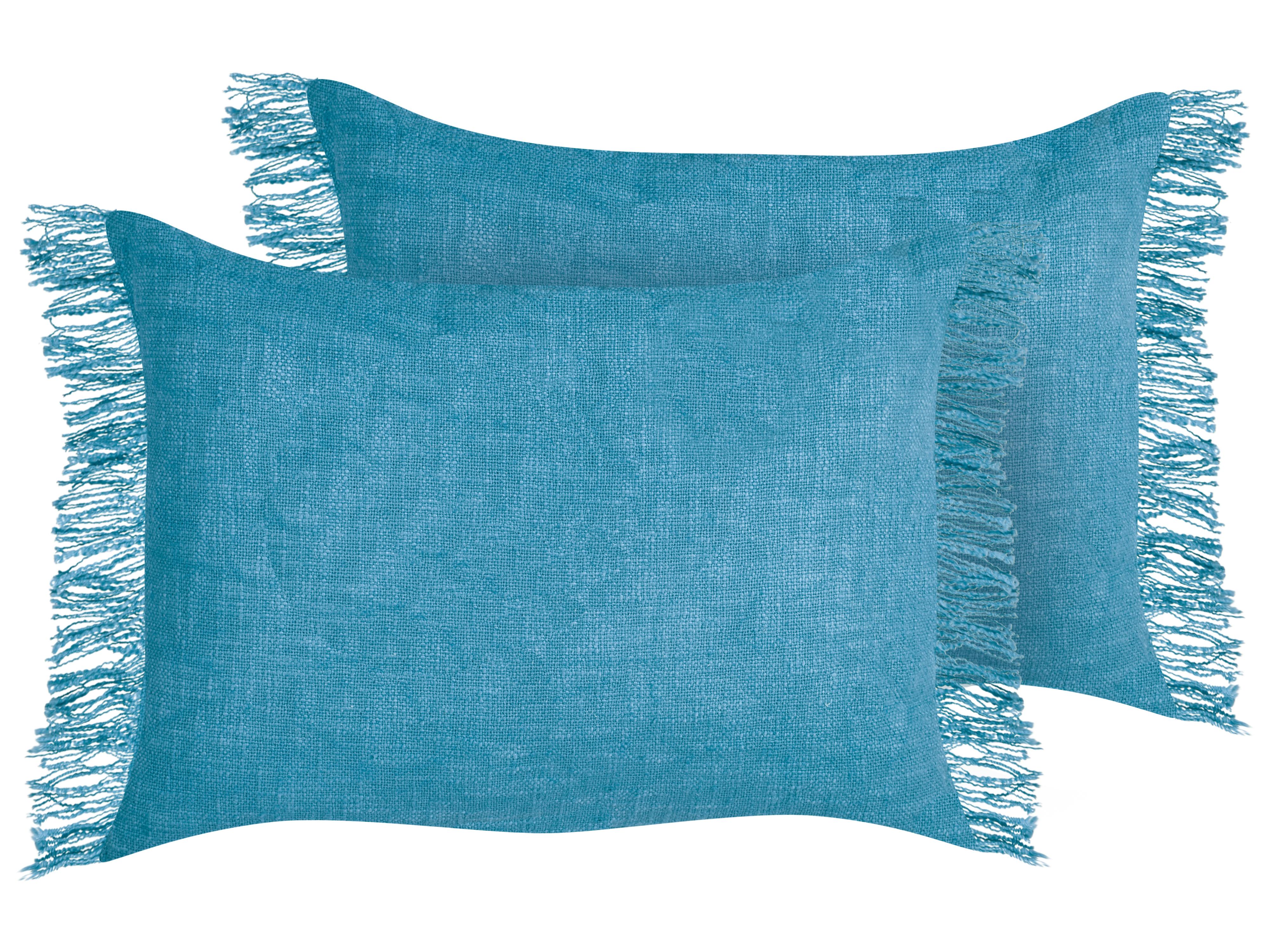 Set van 2 sierkussens MABA Katoen 50 x 35 cm Blauw effen