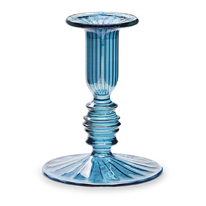 Anna + Nina Bougeoir Ocean en verre | Bleu