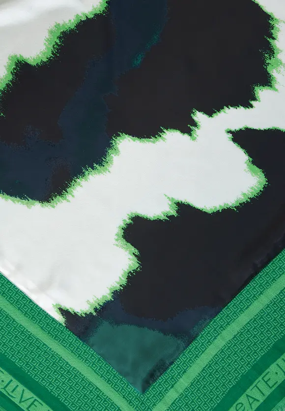 Printtuch mit Fransen - fresh spring green