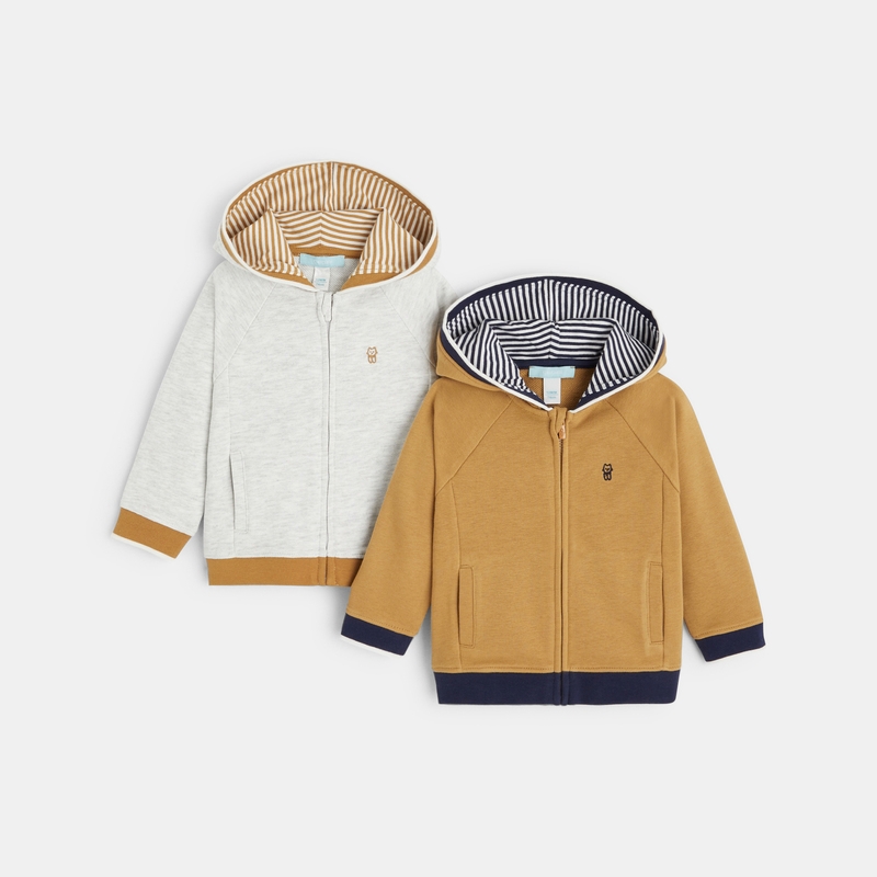 Sweat zippé à capuche (lot de 2) marron bébé garçon