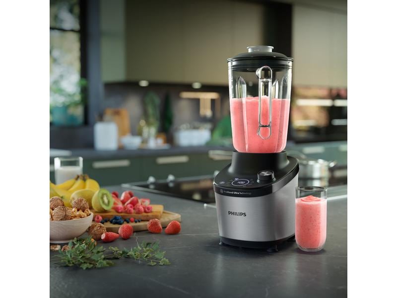 Philips Standmixer HR3760/12 7000 Series Edelstahl/Schwarz Hochleistungsmixer mit ProBlend Ultra Technologie