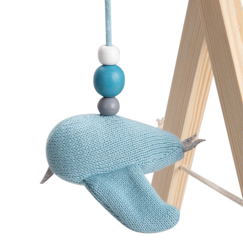 Arche d'éveil en bois + peluches en tricot - Bleu - Bleu moyen