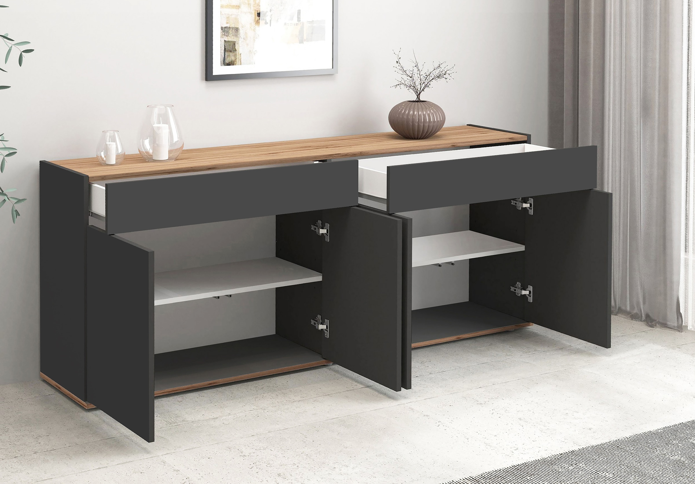 INOSIGN Sideboard »Garda Kommode, Schrank, 4 Türen mit Push-to-Open, Made in Italy« 4 Türen, 2 Schubladen, grifflos  Breite 160,1 cm