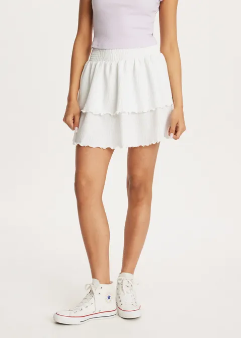 Ruffle rok met structuur wit (WIT)
