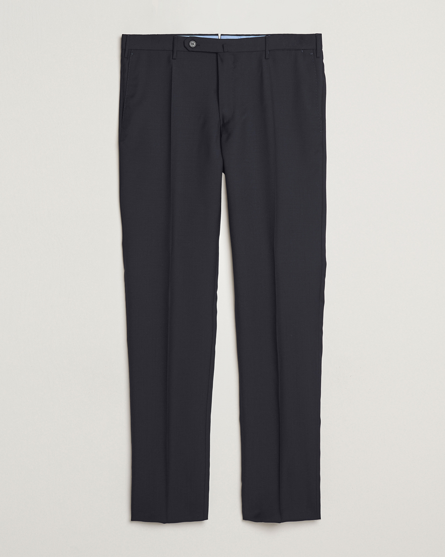 Incotex Slim Fit Super 100s Wool Trousers Navy