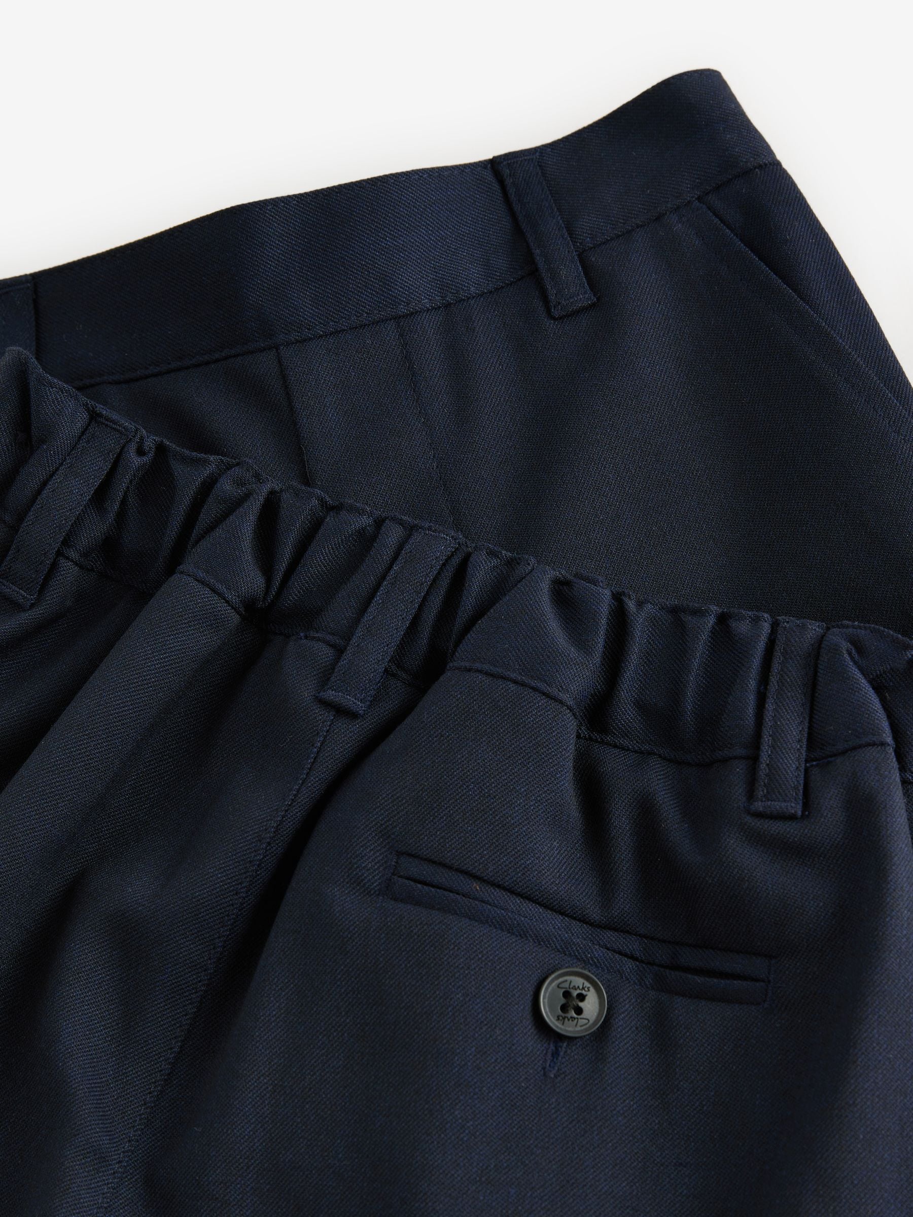 Marineblauw - Clarks set van 2 regular schoolshorts met aantrekkoord voor jongens
