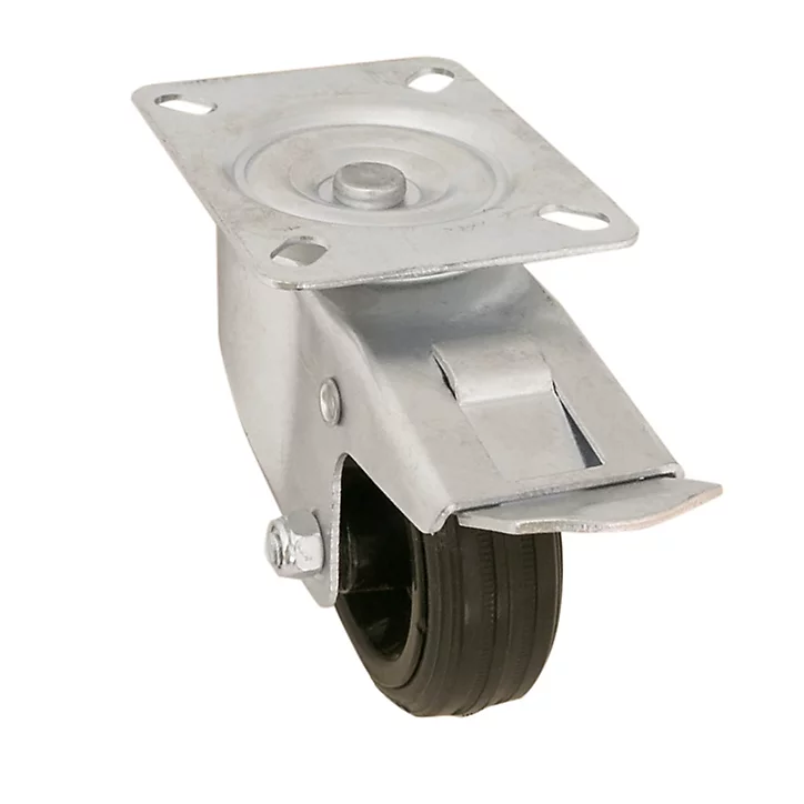 Roulette pivotante noire ø8 cm avec freins, charge max 70 kg