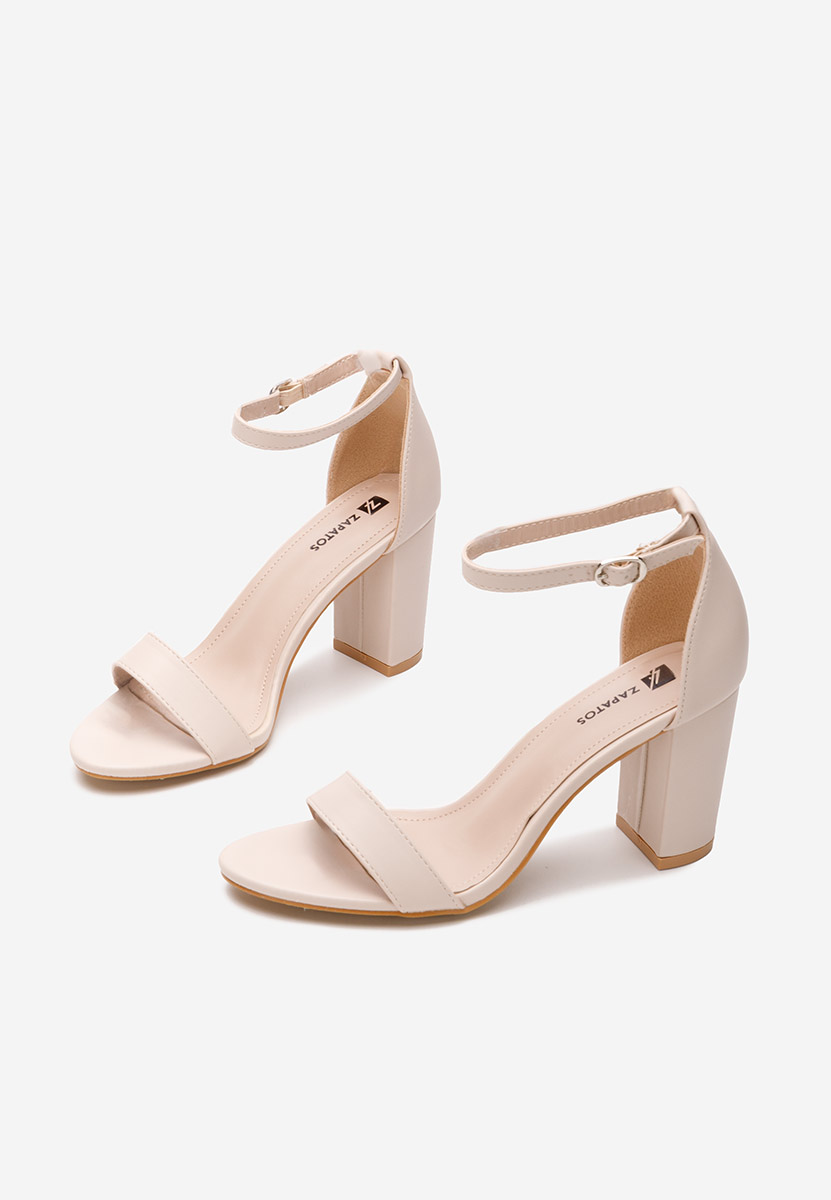 Sandales à talon épais beige Lorelia