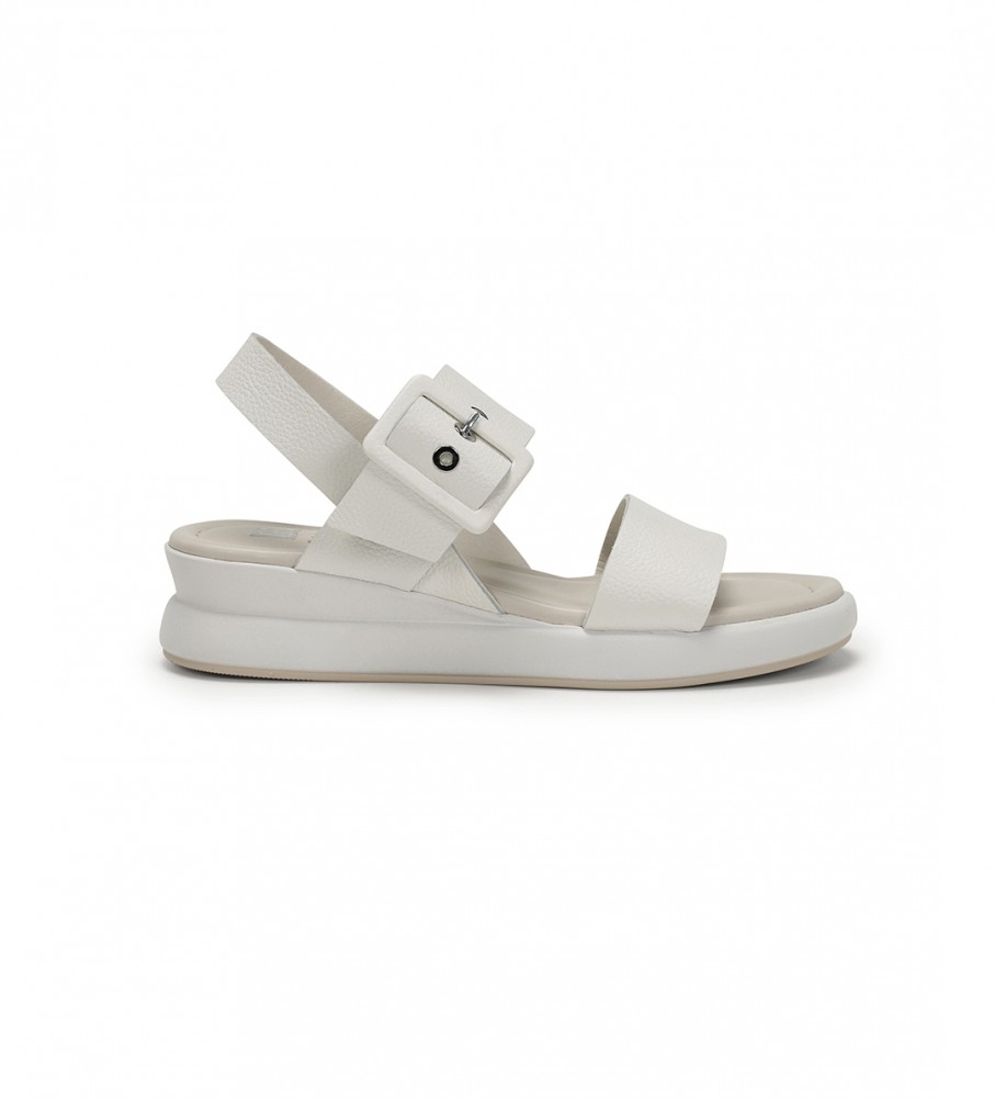 Sandálias Dorking by Fluchos Slam em couro branco - Salto plataforma de 5 cm -