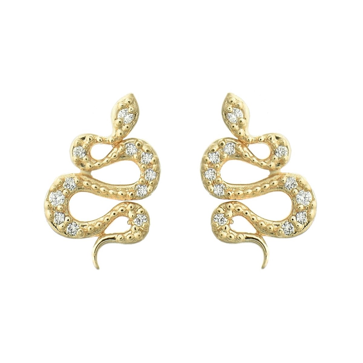 Boucles d'oreilles serpent serti d'oxydes de zirconium Plaqué OR 750 3 microns