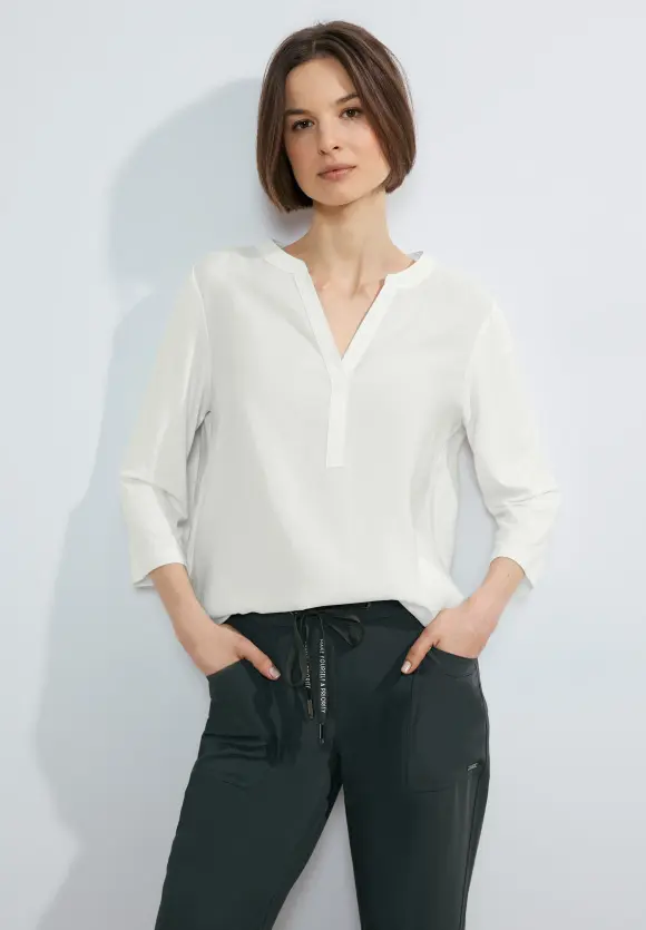 Materialmix Bluse - vanilla white