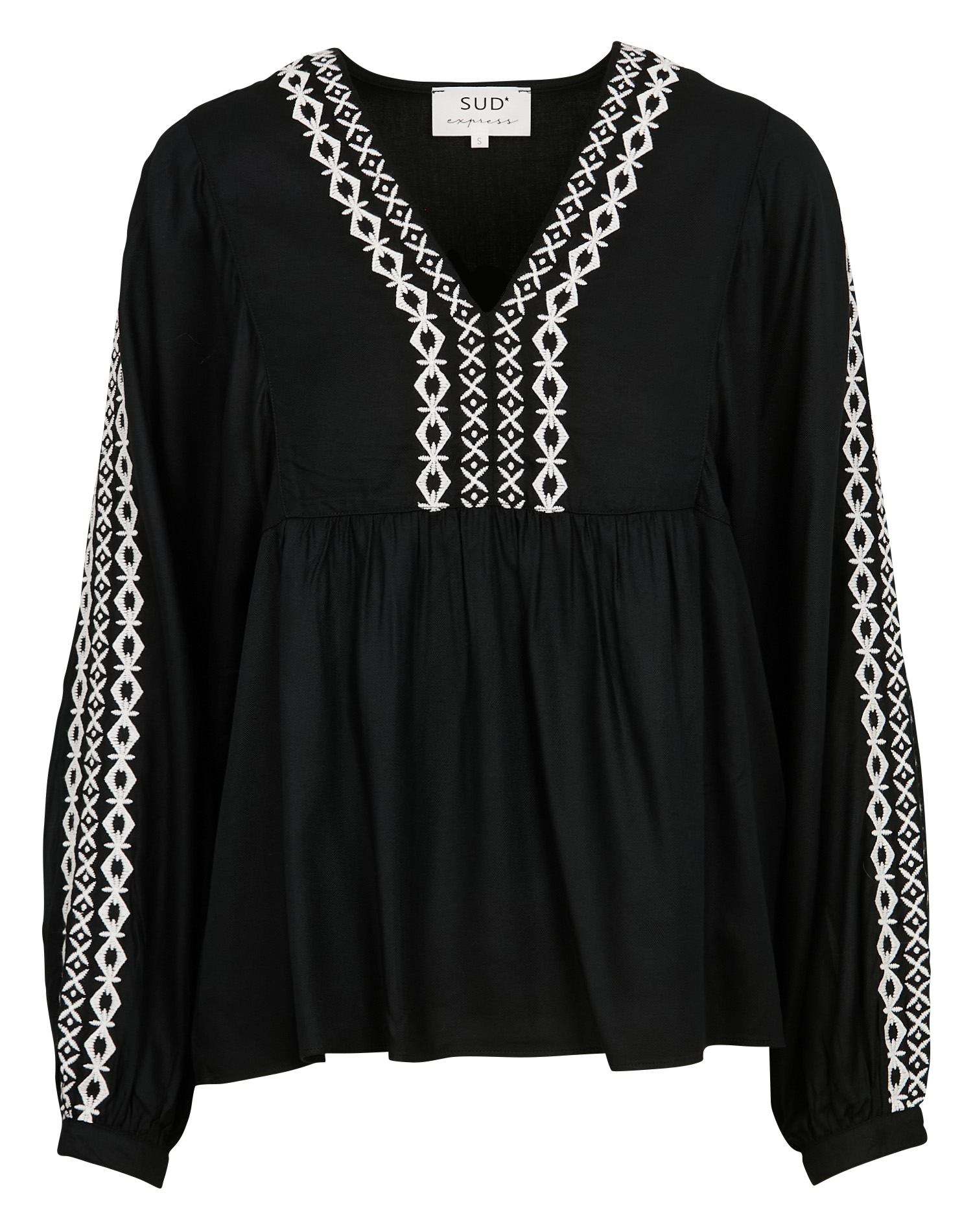 TALABAKA - Blouse ample brodée| Noir