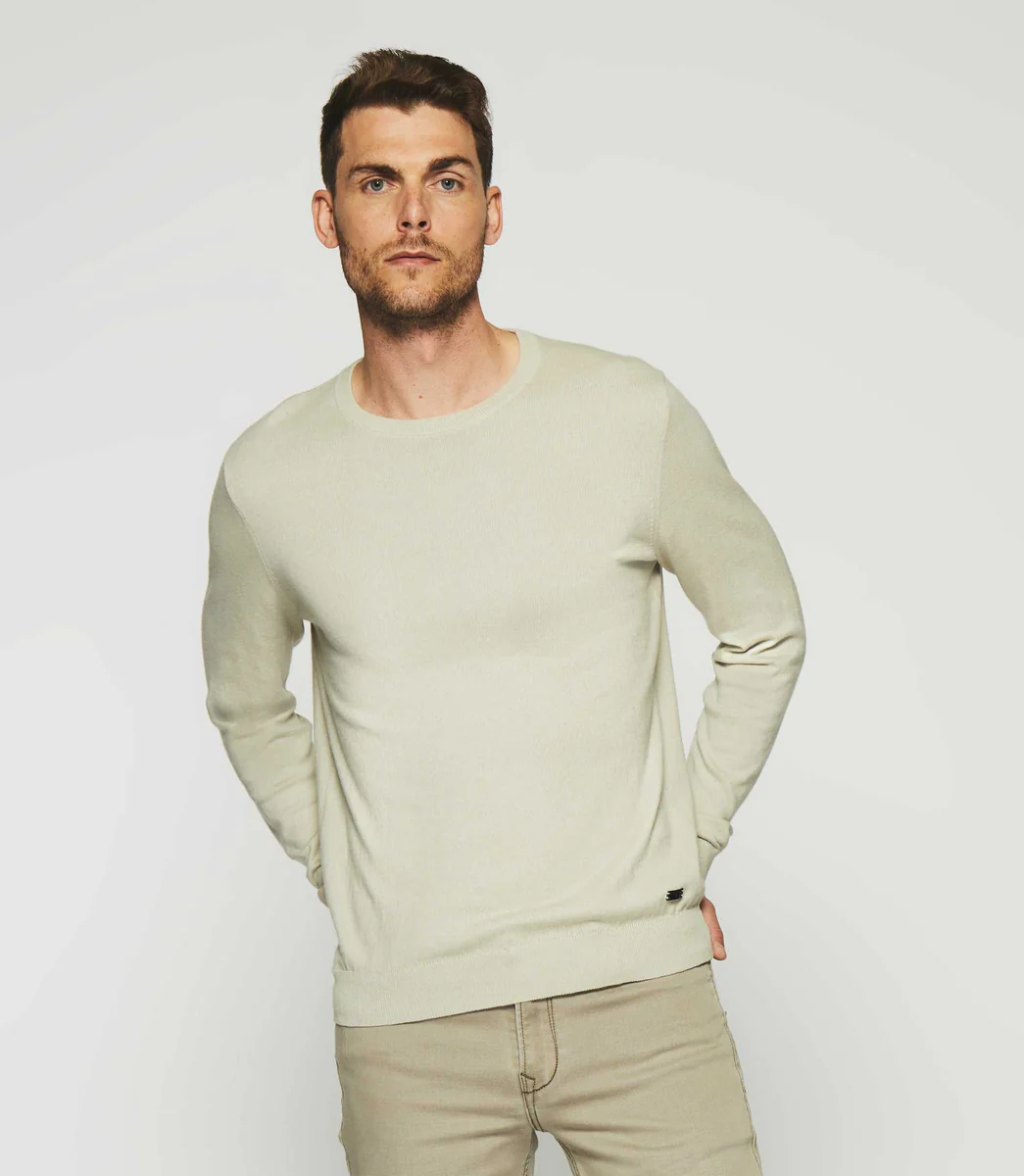 Pull col rond en coton cachemire vert clair DRISS