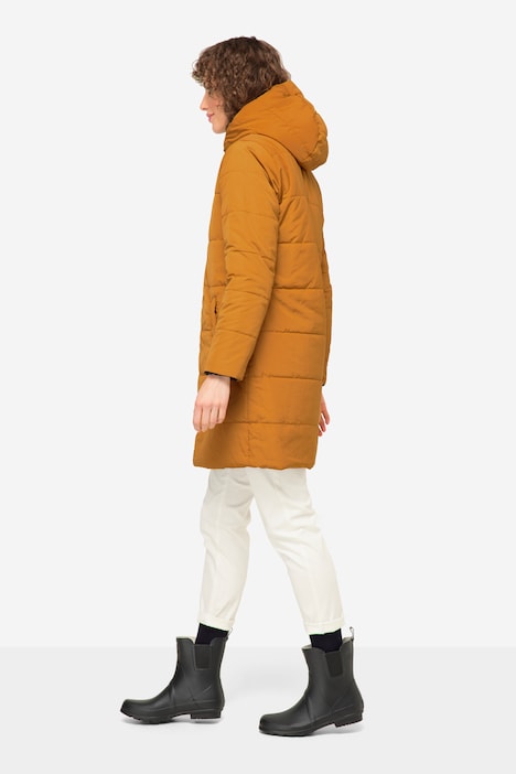 Wende Long-Steppjacke, Kapuze, 2-Wege-Zipper, Daunenoptik-Wattierung, fällt kleiner aus