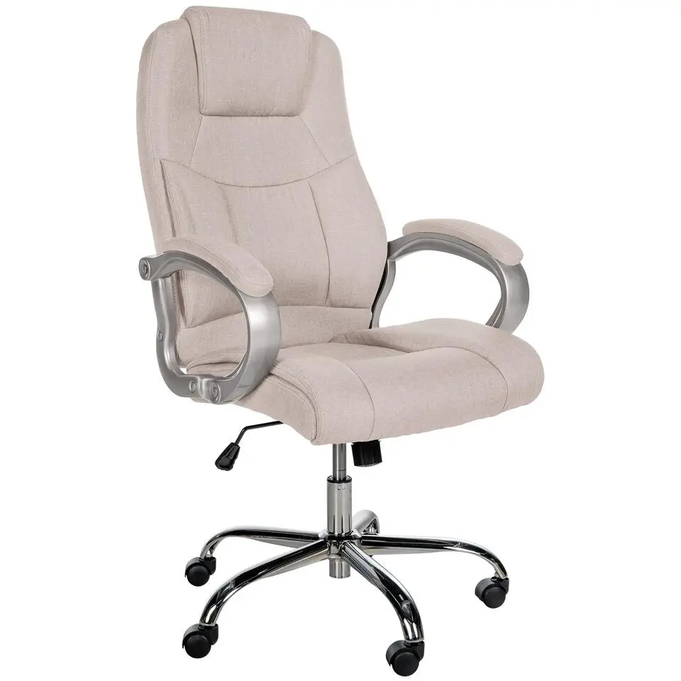 CLP Bureaustoel XL Apoll chroom Frame - Stof - creme