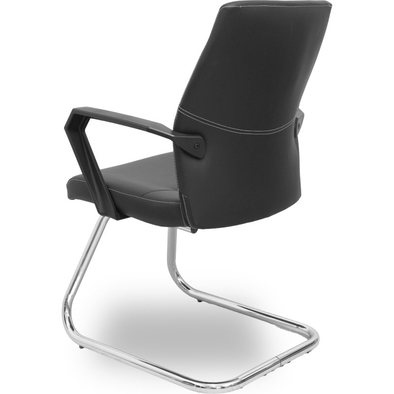 Chaise visiteur Opti520PA avec pieds luge en similicuir noir