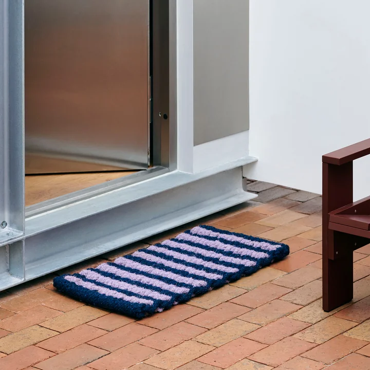HAY - Coco Fussmatte, stripe wide, schwarz / weiss