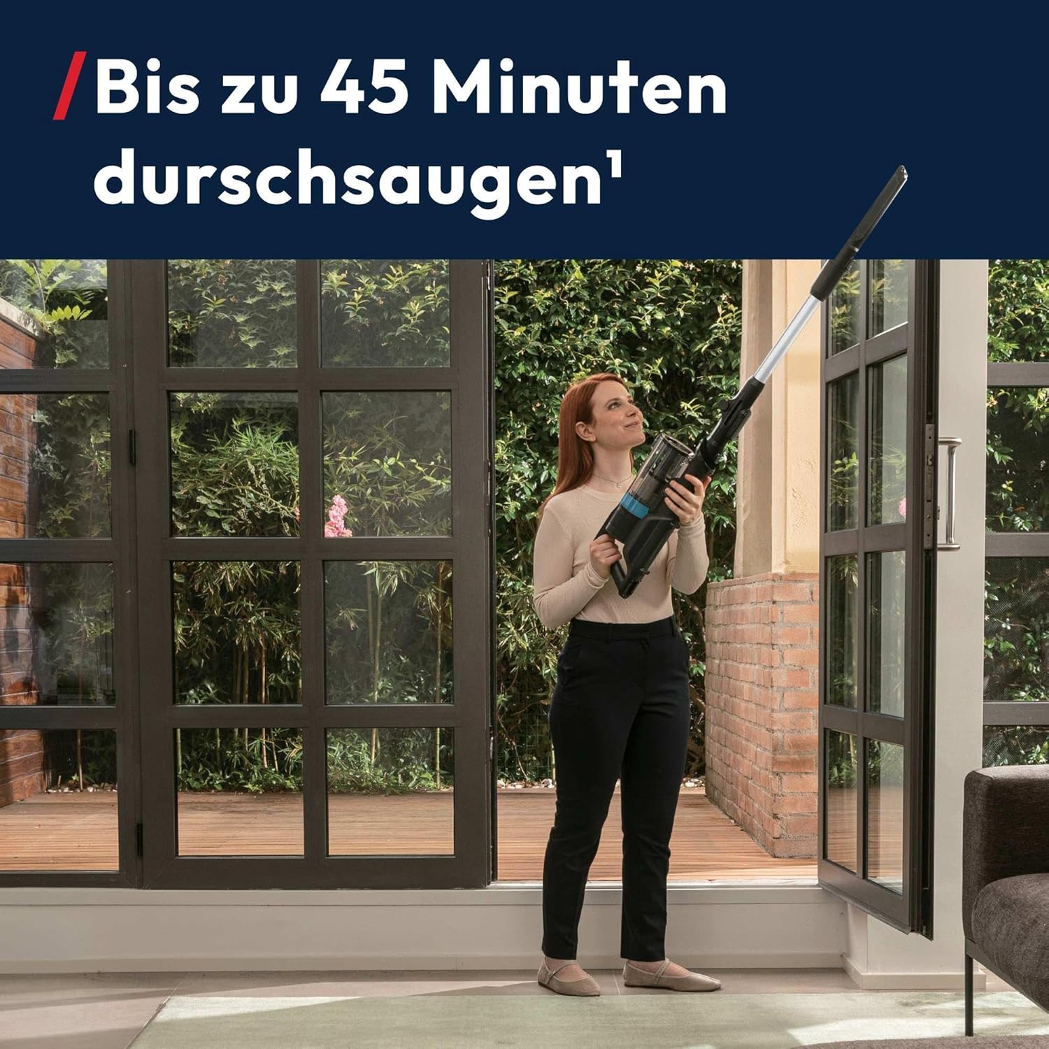Hoover Akku-Staubsauger kabellos HF1 Plus mit flexiblem Rohr, Turbo-Modus, Universalbodendüse mit Anti-Twist-Technologie, 45 Min. Laufzeit, Parkfunktion, Mini-Turbodüse für Tierhaare [HF1PZ10PX]