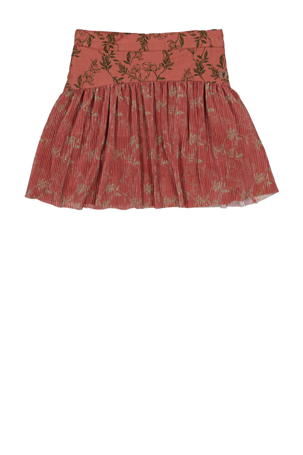 LEVV gebloemde rok FIEN steenrood/olijfgroen