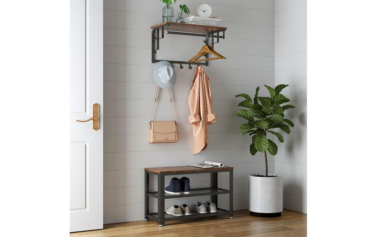 Schuhregal mit 2 Ablagen 73 x 45 cm, Braun/SchwarzSchuhgestell