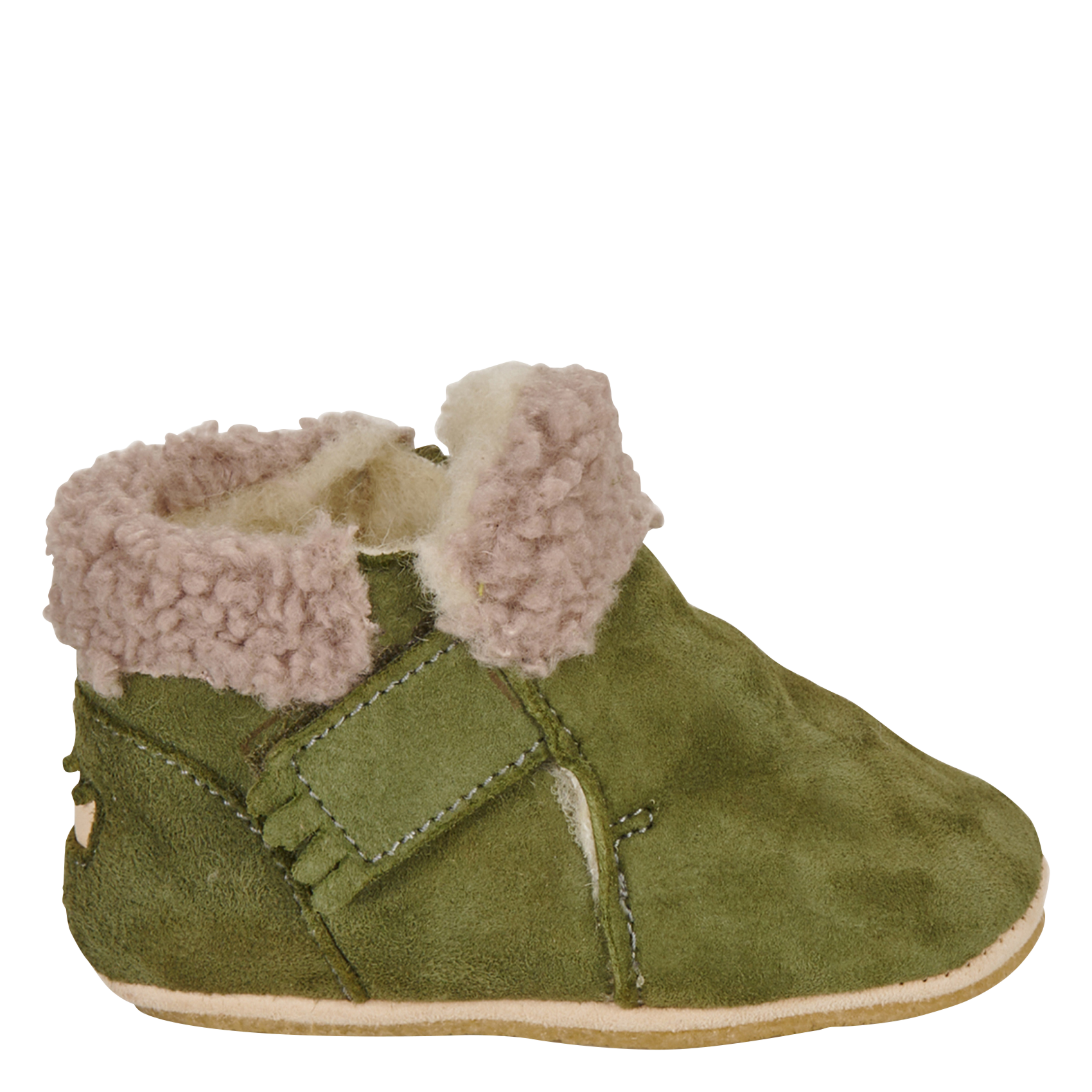 MY FOUBLU - Chaussons en cuir velours | Kaki