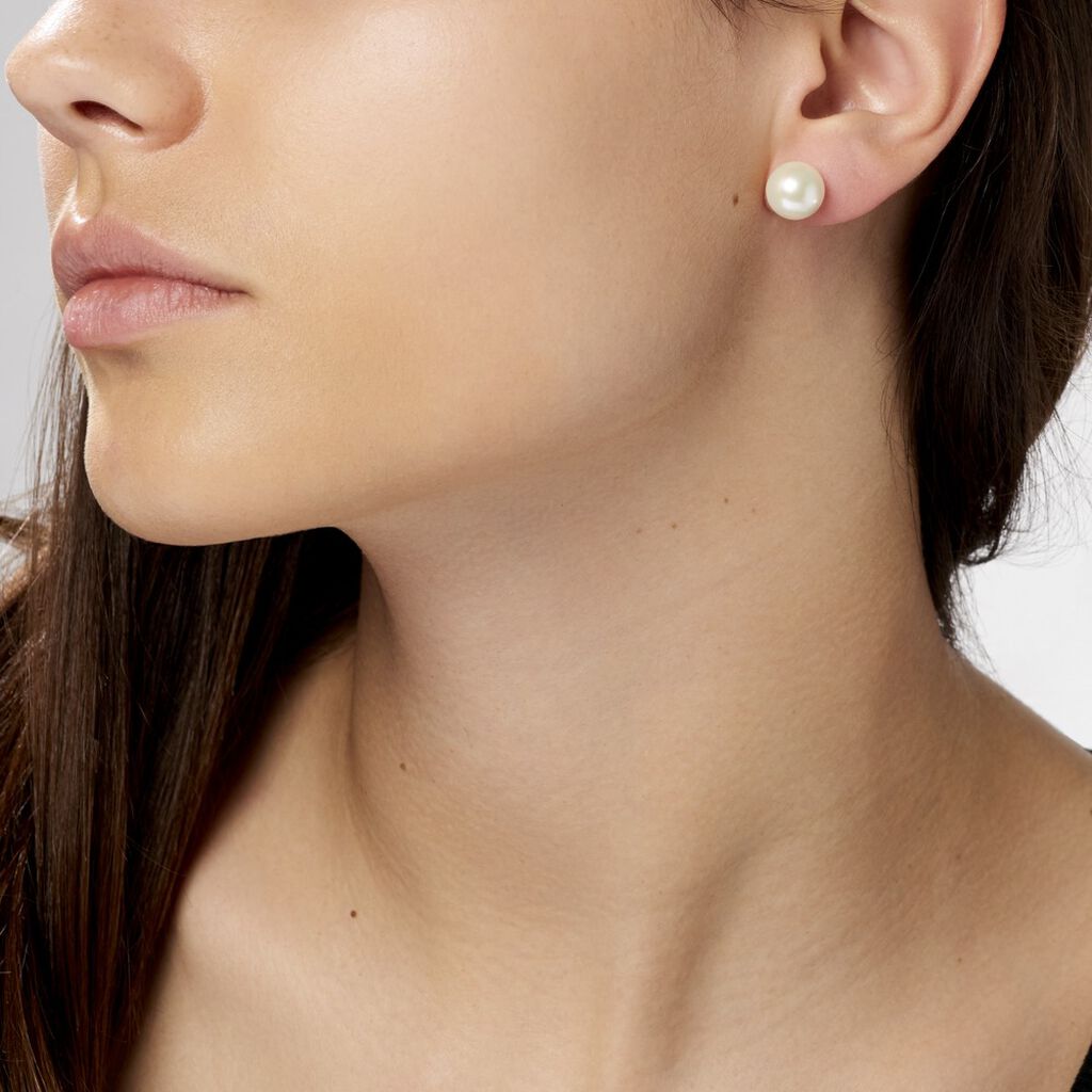 Boucles D'oreilles Puces Suki Or Jaune Perle De Culture