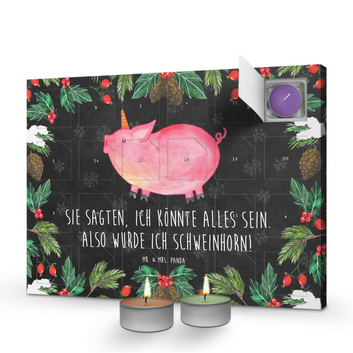Mr. & Mrs. Panda Geurkaars Adventskalender Eenhoorn Varken - Zwart
