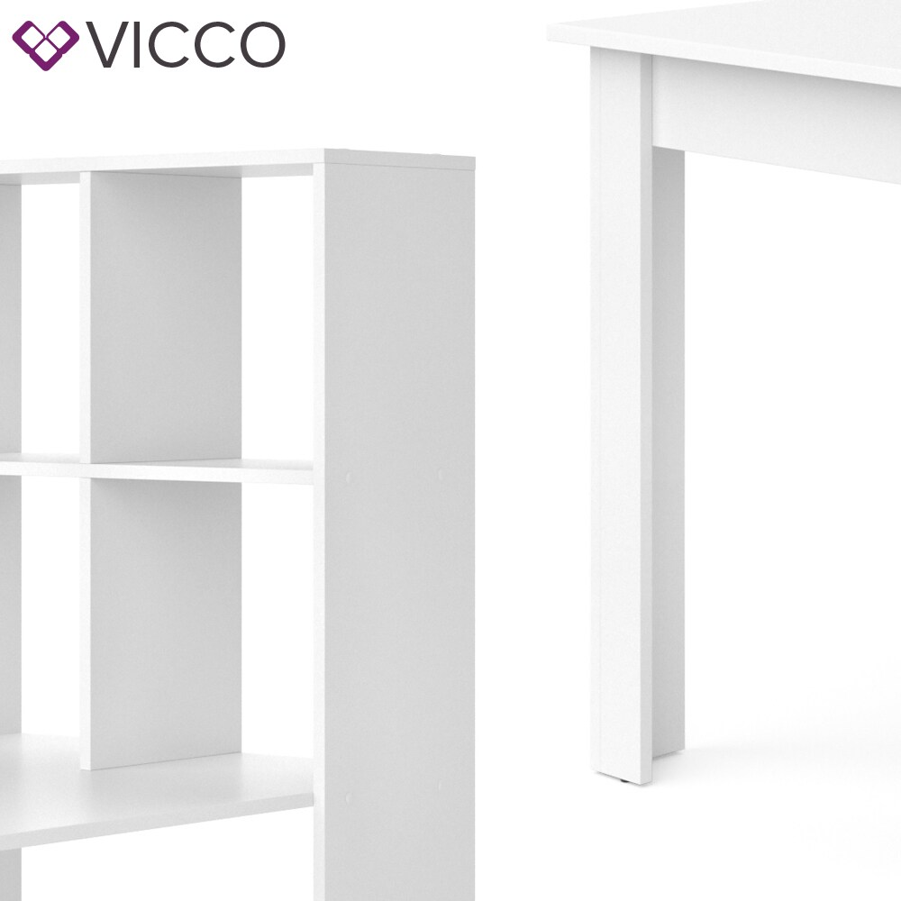 Vicco Schreibtisch Gael weiß Computertisch mit Ablage Regal Raumteiler Bürotisch