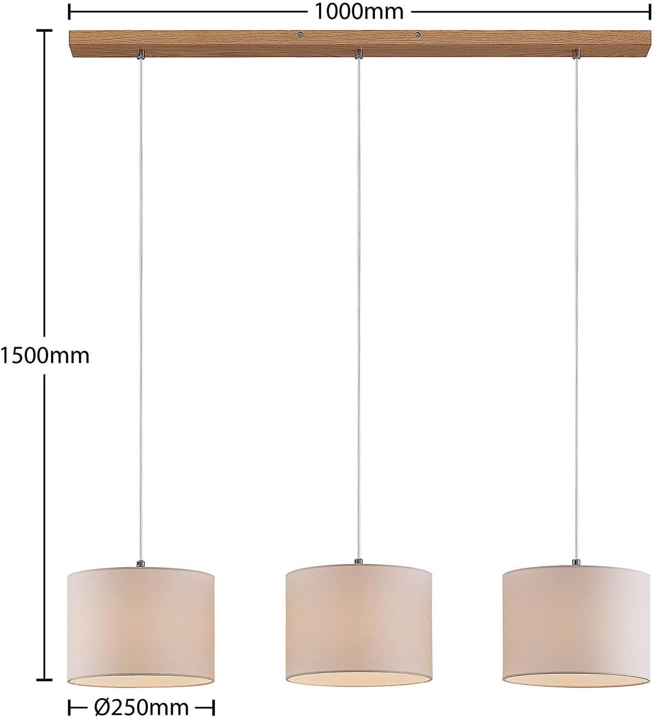 Lindby Pendelleuchte Imarin (Modern) aus Holz (3 flammig, E27) - Textil Hängeleuchte Esstischlampe Hängelampe Wohnzimmerleuchte