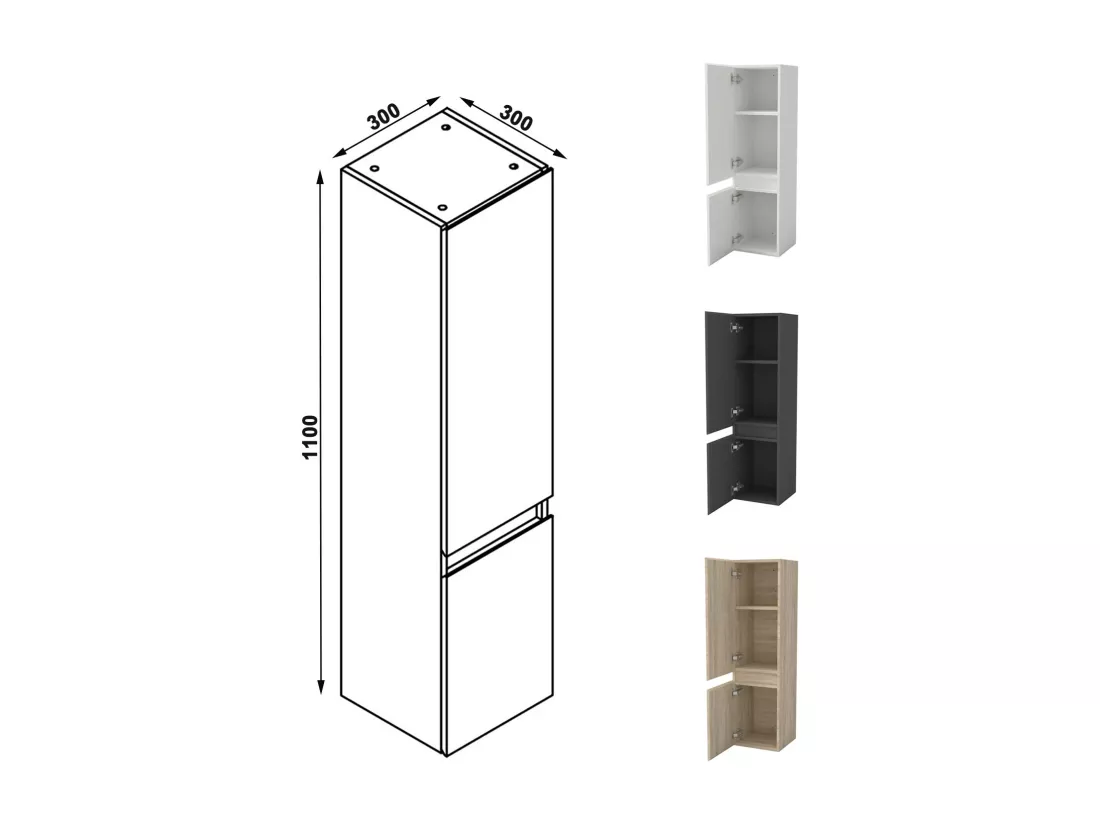 Ensemble meuble vasque L.80cm 2 tiroirs + lavabo + colonne + miroir 80cm,blanc