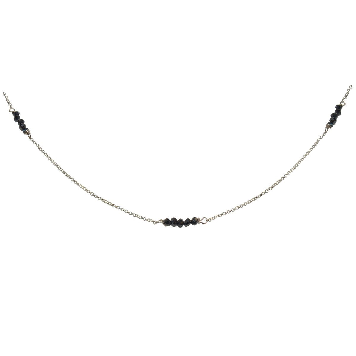 Collier  chaînette & perle  hématites  en argent 925