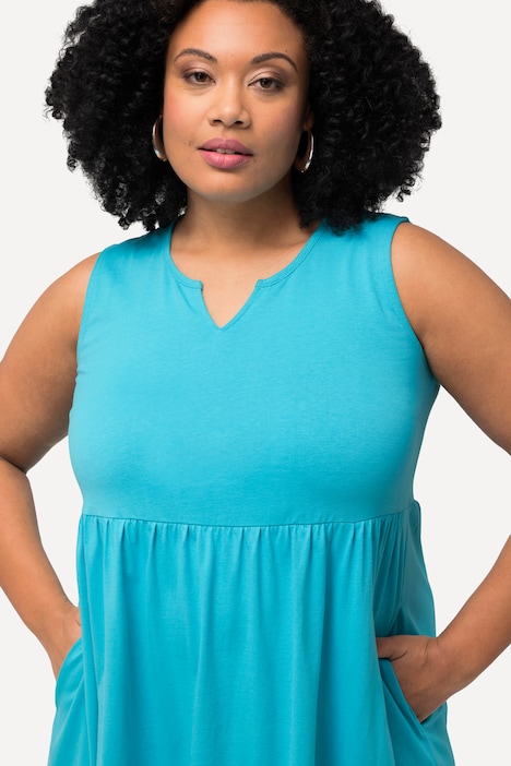 Jerseykleid, A-Linie, Tunika-Ausschnitt, ärmellos