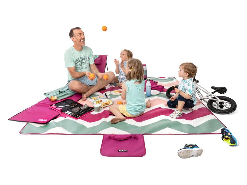 KOOR Picknickdecke Monte-Magenta 200 x 200 cm Modische Picknick-Decke in sommerlichen Trendfarben