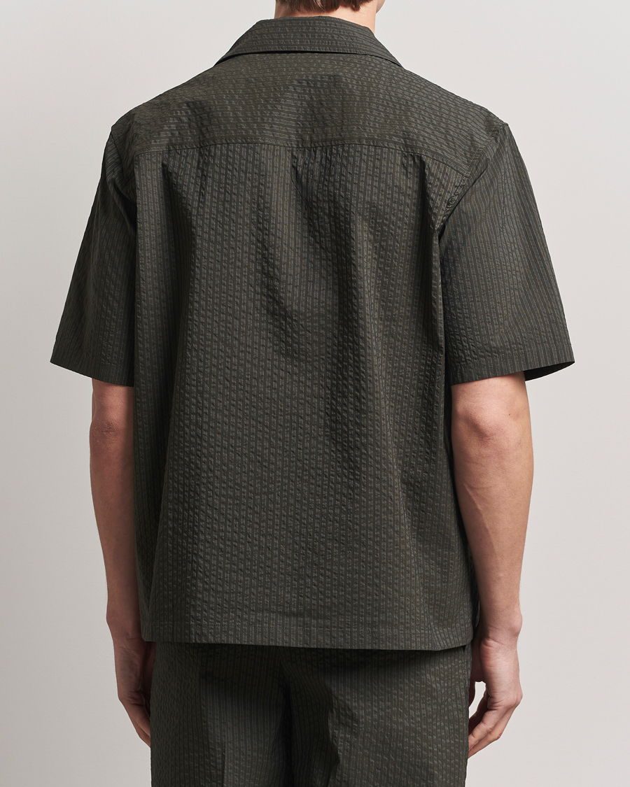 Maison Kitsuné Resort Seersucker Short Sleeve Shirt Ranger Green