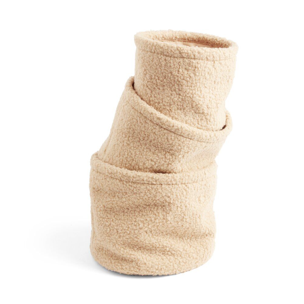 Lot de 3 panières en laine bouclée beige