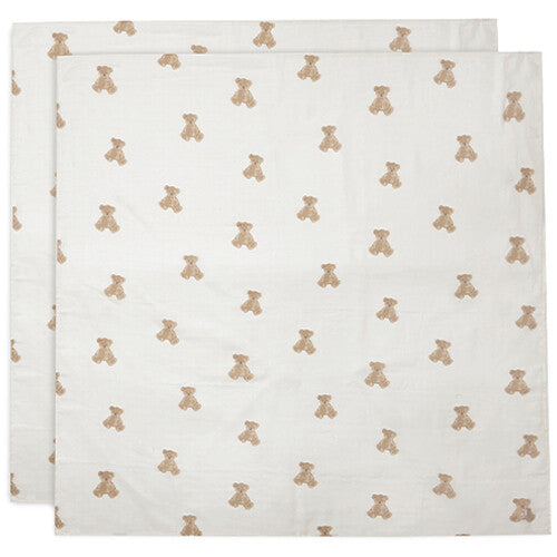 Jollein hydrofiele multidoeken 115x115 cm - teddy bear - 2st