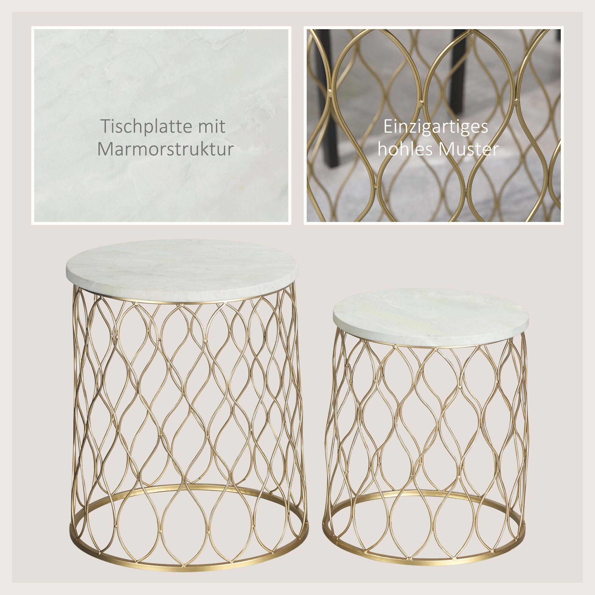 Outsunny Gartentisch mit Stahlrahmen gold 41L x 41B x 46H cm