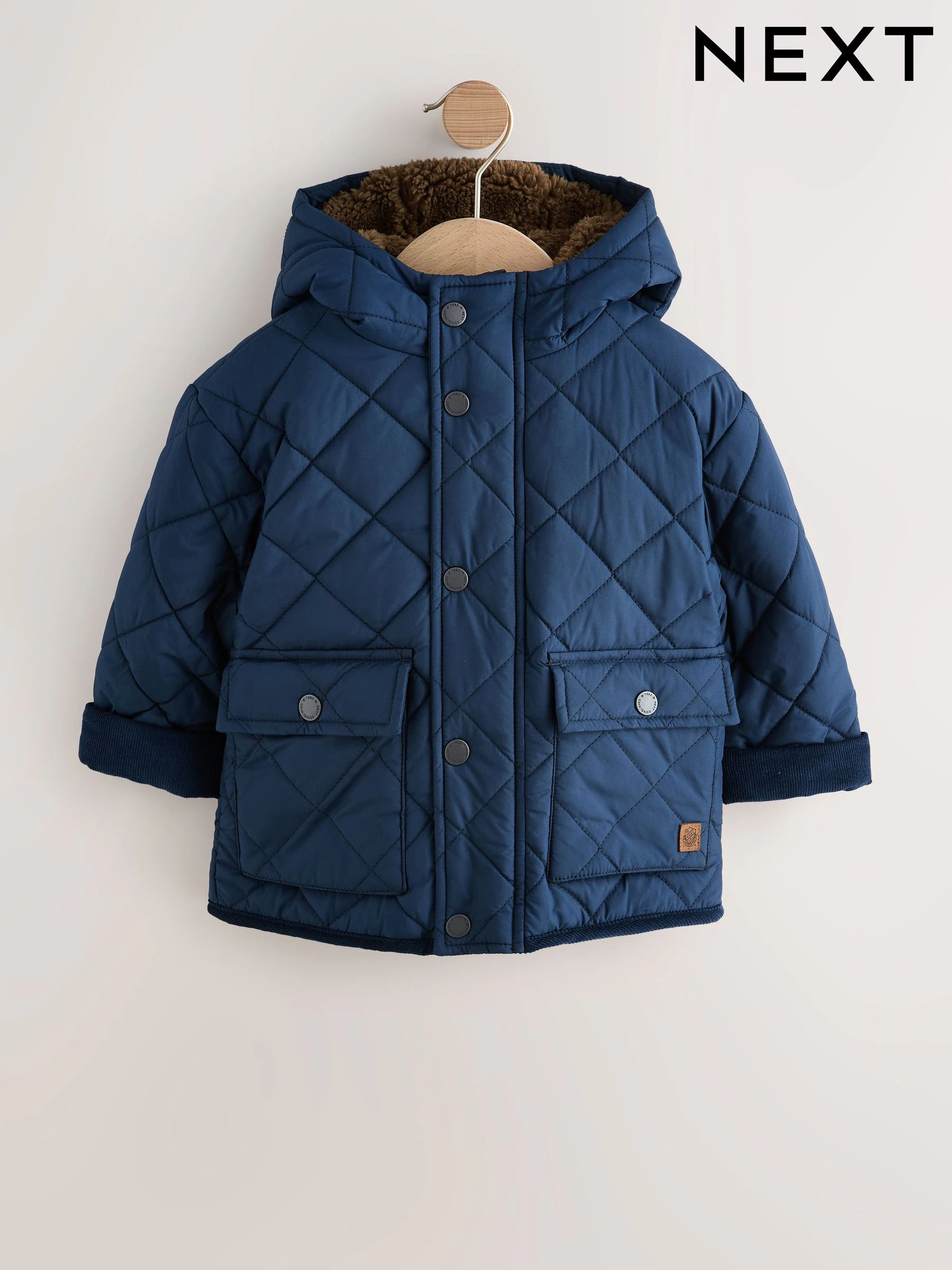 Marineblauw - Gewatteerde jas met borgvoering (3mnd-7jr)