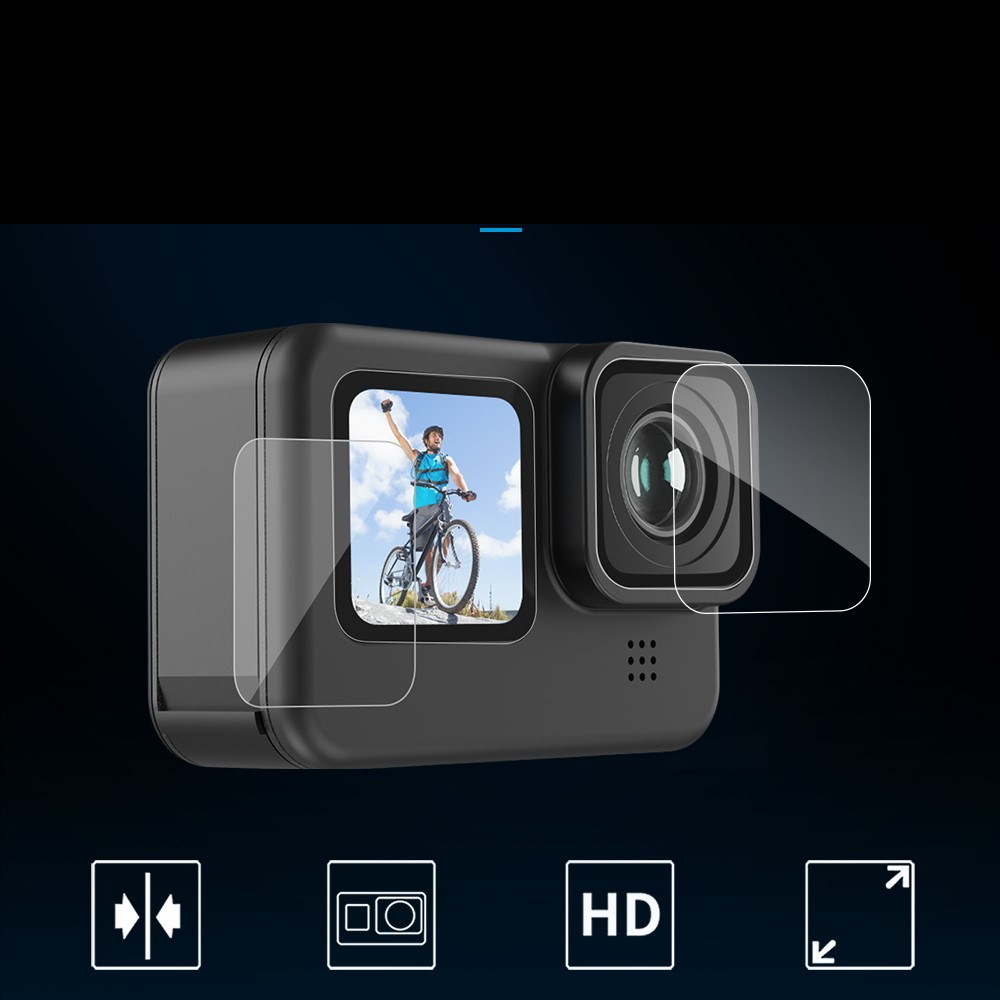 (3-tlg. Set) GoPro Hero 12 / 11 / 10 / 9 Black PET Display Schutzfolie (1x Kamera / 2x Display) - Transparent