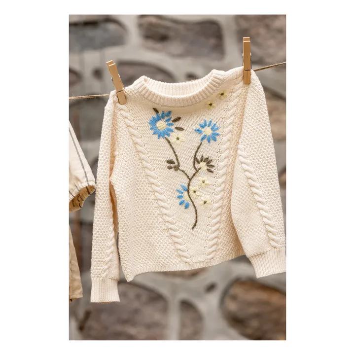 Fliink Pull Broderie Fleurs | Ecru