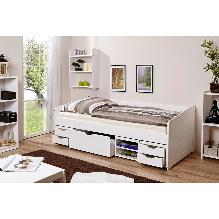 TiCAA Sofabett Micki mit 4 Schubladen und 2 Fächern