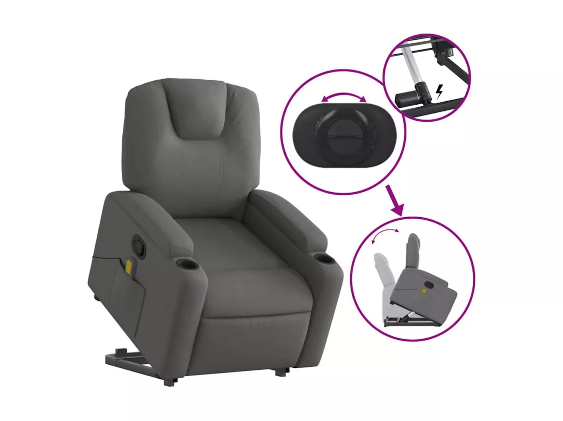 Fauteuil massant inclinable Gris foncé Tissu