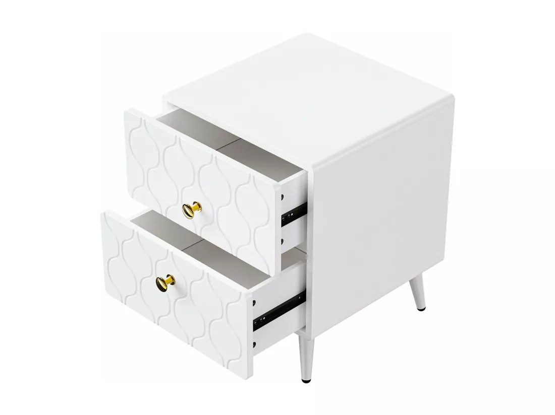Lot de deux tables de chevet blanches,d39.5cm×h50cm
