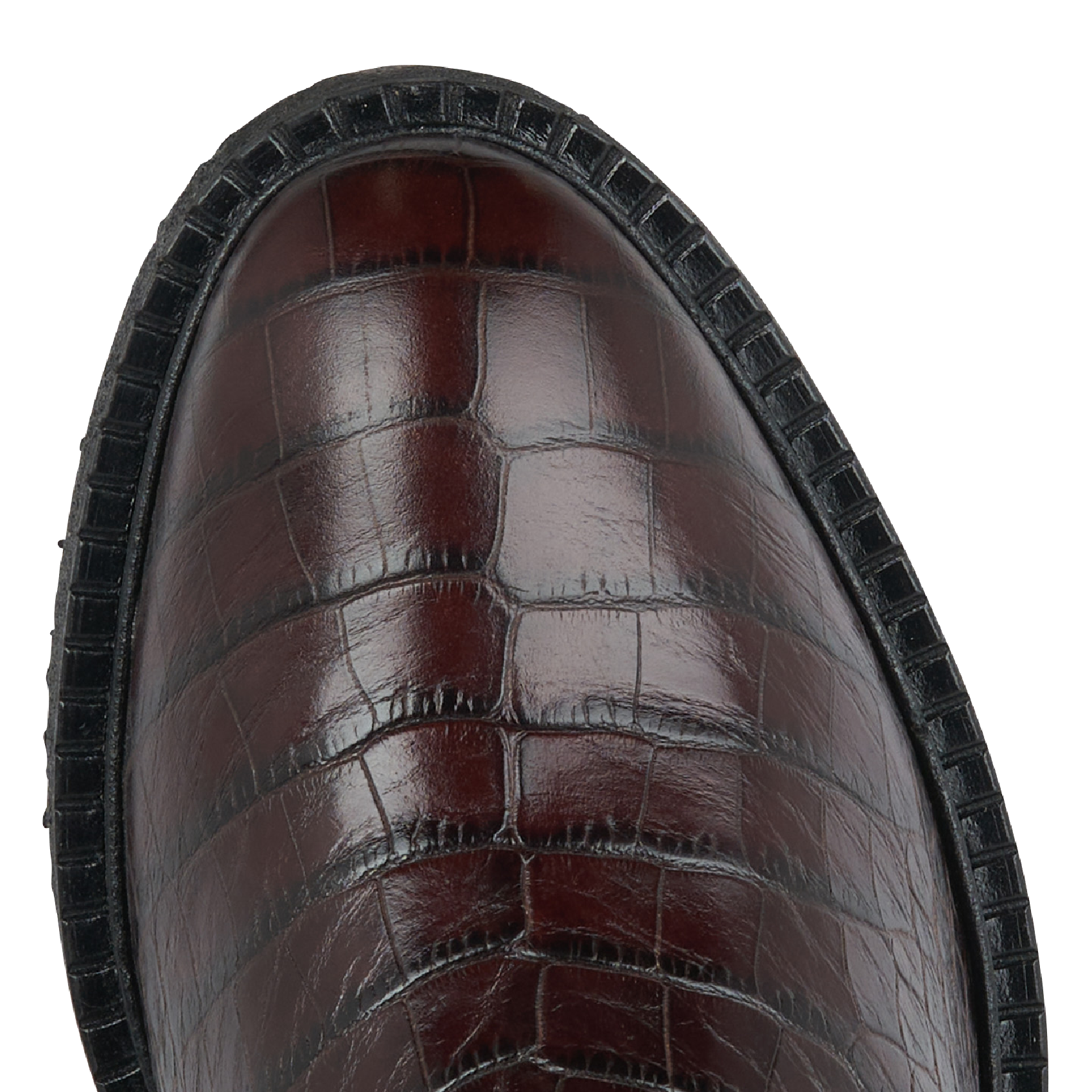 A1275 - Bottes en cuir aspect croco | Marron
