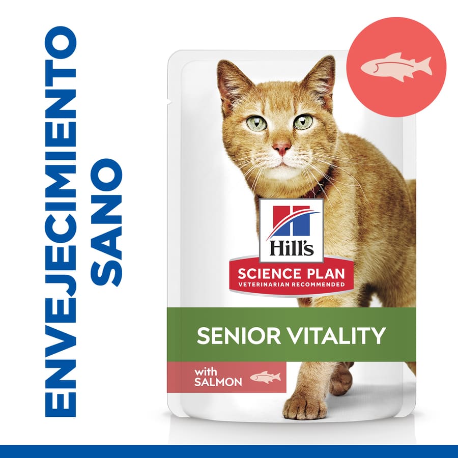 Hill's Science Plan Youthful Vitality Adult Mature 7+ Salmão sobre para gatos