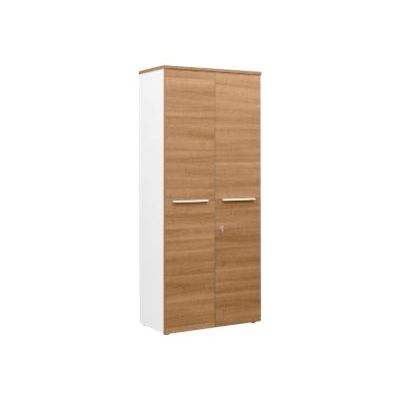 Armoire hautes YES ! - L80 x H187 x P42 - 2 portes - Façade et dessus merisier