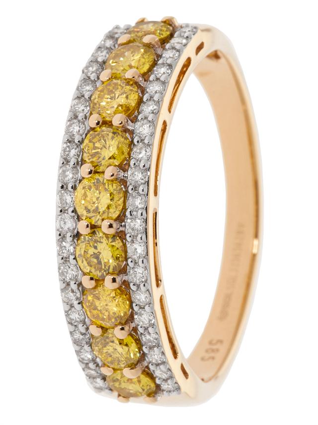 Rivière-Ring, 47 Brillanten, Gelbgold 585