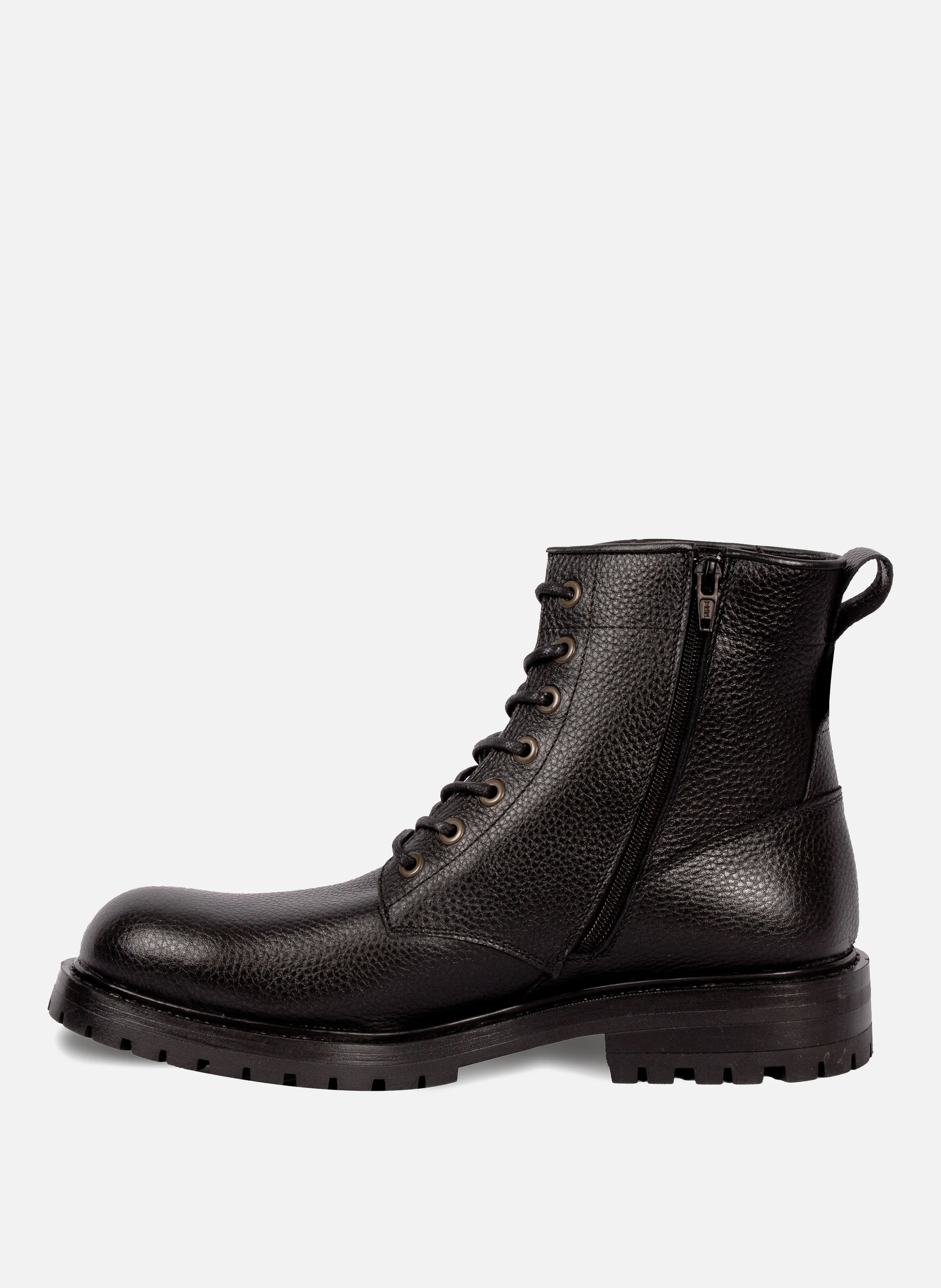 Ranger boots crantées cuir grainé | Noir