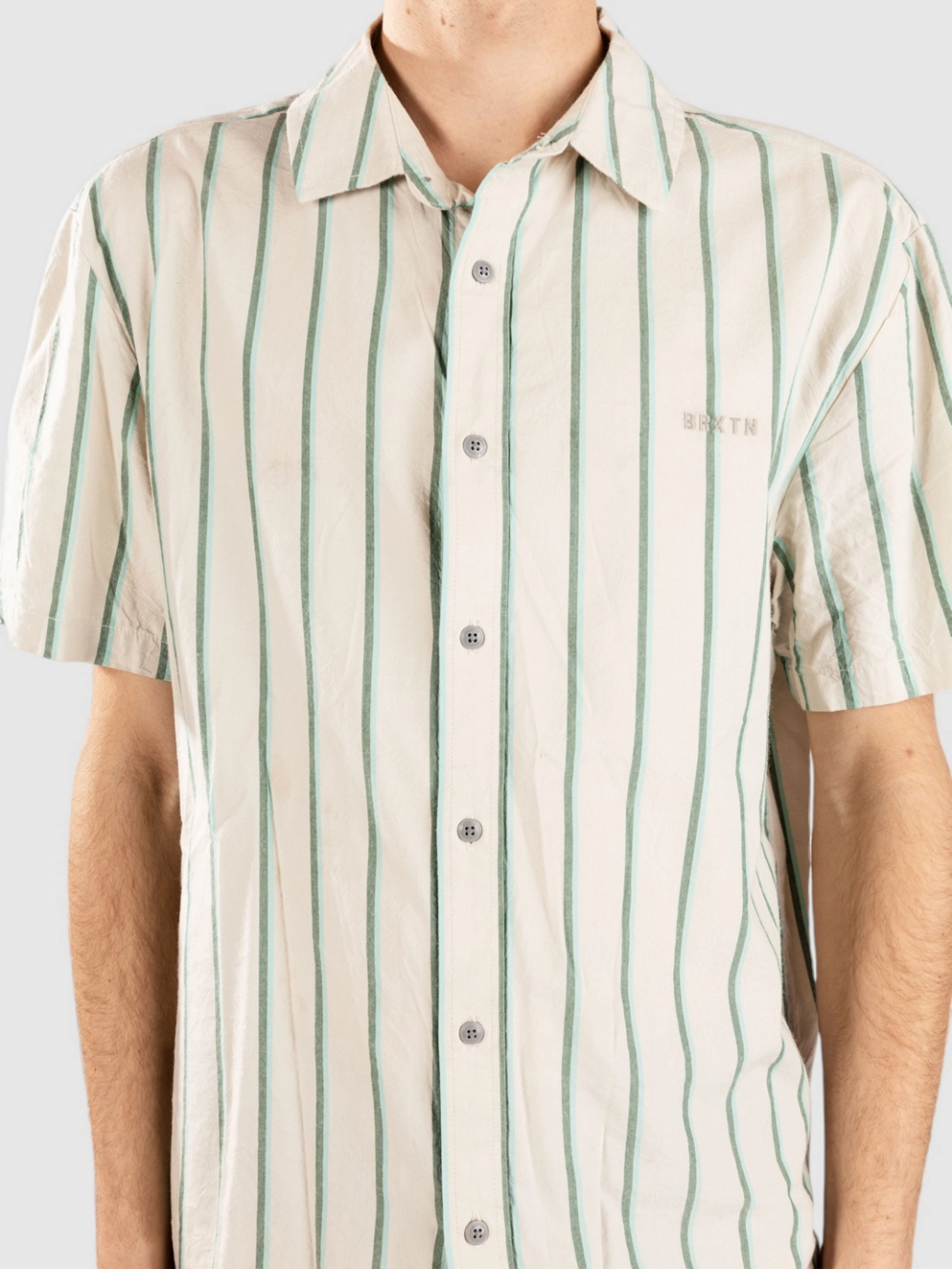 Brixton Cru Stripe Shirt beige/pne ndle/acqtc gree