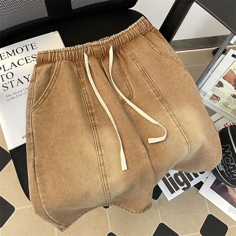 Ateso - Gewassen denim shorts met trekkoordtaille